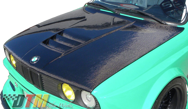 DTM Fiber Werkz BMW E30 M1 Style Vented Hood View 4