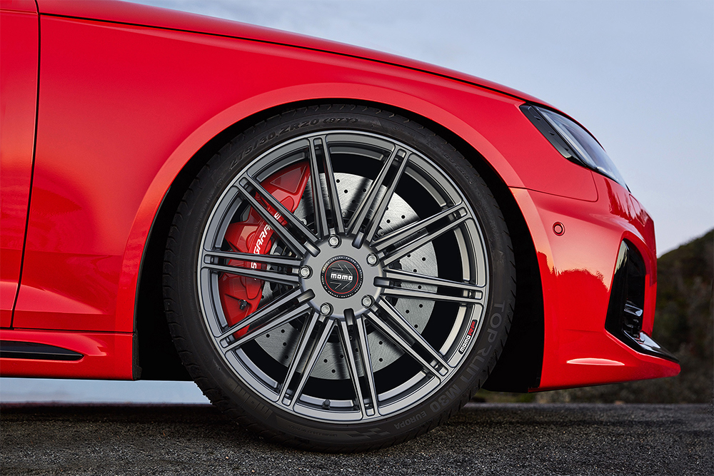 Momo RS-10S Wheels on Red B9 Audi RS4 Avant Wagon Modbargains