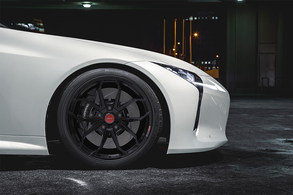 White Lexus LC500 on Black RF-5C Momo Wheels Modbargains