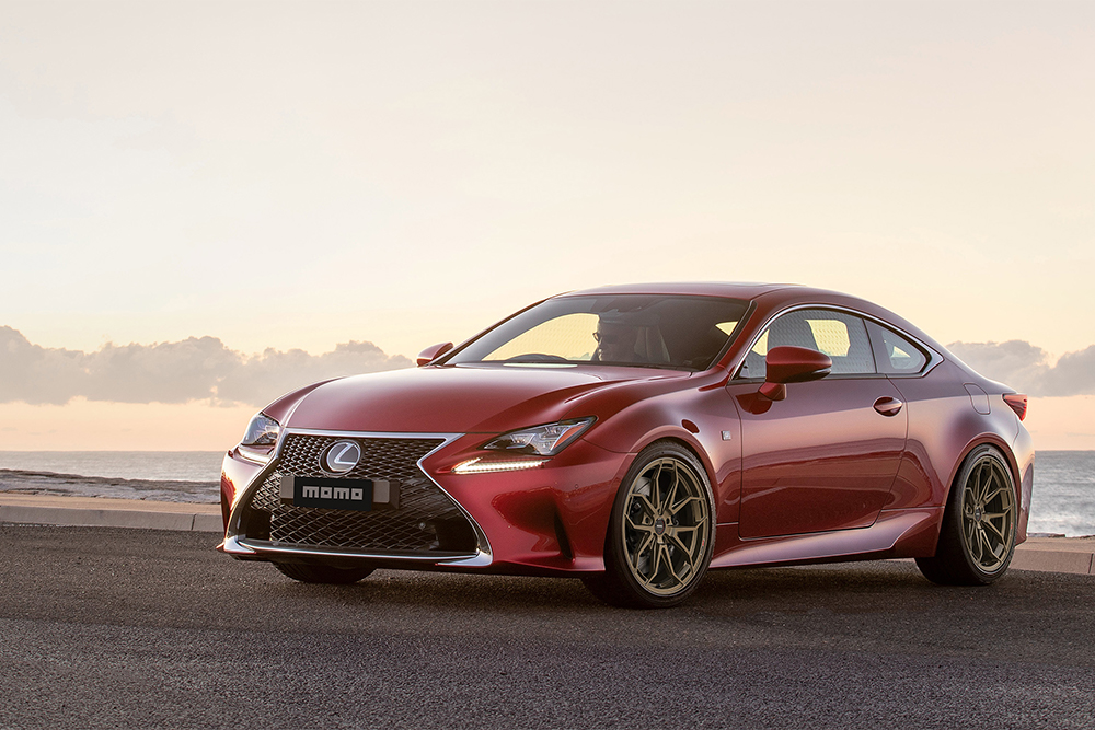 Red Lexus RC350 F-Sport on Bronze RF-5C Momo Wheels Modbargains