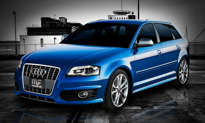 Blue Audi A3 with Magnaflow exhaust