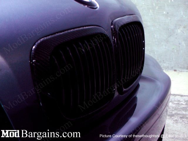 Carbon Fiber Kidney Grills for BMW E46 3 Series and M3 Sold at ModBargains.com