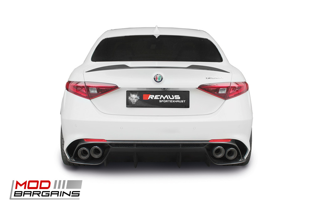 Remus Exhaust Axle Back Cat Back Alfa Romeo Giulia Quadrifoglio Stainless Steel Performance Valved Installed