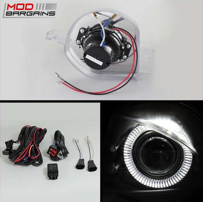 Spyder Clear Halo Projector Fog Lights w/ switch for 2005-2008 E90 BMW 325i/ 328i/ 335i Sedan FL-P-BE9005-HL