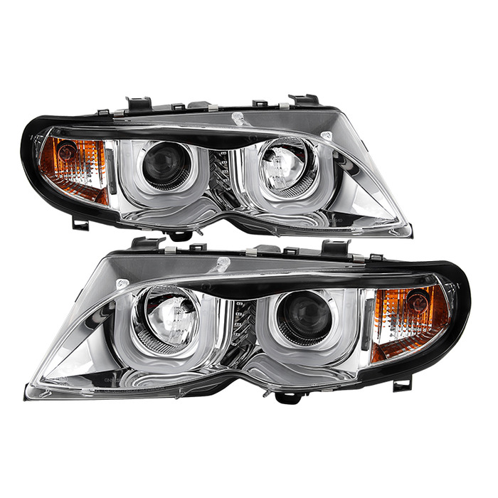 Spyder Chrome Projector LED 3DHalo Headlights for 2002-2005 E46 BMW 325i/ 328i/ 330i Sedan