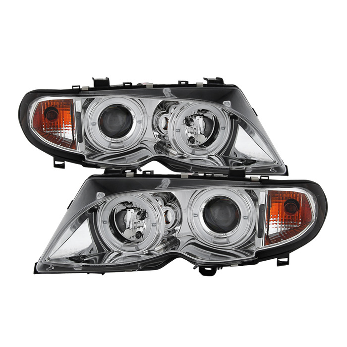 Spyder Chrome Projector LED Halo Headlights for 2002-2005 E46 BMW 325i/ 328i/ 330i Sedan