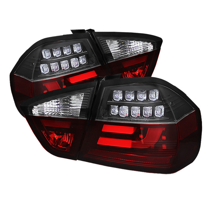 Spyder Black Lightbar Style LED Tail Lights for 2006-2008 E46 BMW 325i/ 328i/ 330i Sedan ALT-YD-BE9006-LBLED-G2-BK