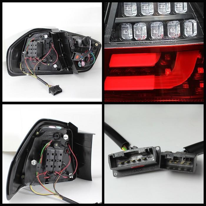 Spyder Black Lightbar Style LED Tail Lights for 2006-2008 E46 BMW 325i/ 328i/ 330i Sedan ALT-YD-BE9006-LBLED-G2-BK