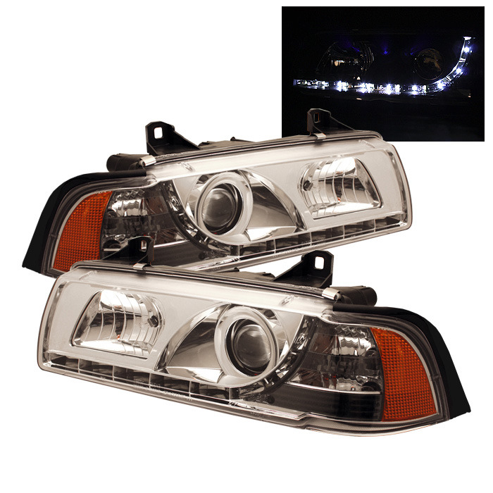 Spyder Chrome Projector Headlights for 1992-1998 BMW 318i/ 325i/ 328i [E36] Coupe