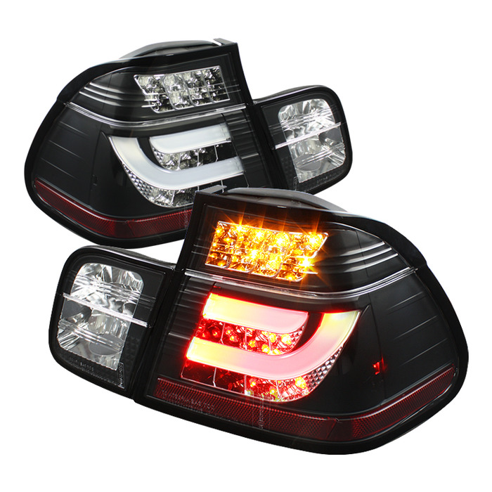 Spyder Black Lightbar Style Led Tail Lights For 1999 2001 Bmw 325i 328i 330i E46 Sedan