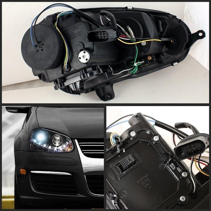 Spyder Projector Black Headlights HID Only for Volkswagen Golf/GTI V[non-R32]PRO-YD-VG06-HID-DRL-BK