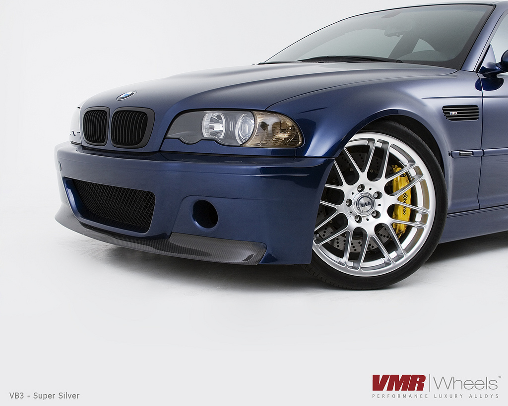 VMR Wheels VB3 CSL Replica 19" Silver on Blue E46 M3 close