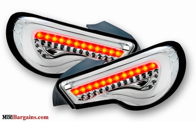 Valenti LED Tail Lights Scion FR-S Subaru BRZ White and Chrome ALENTI-FT86-TL-C