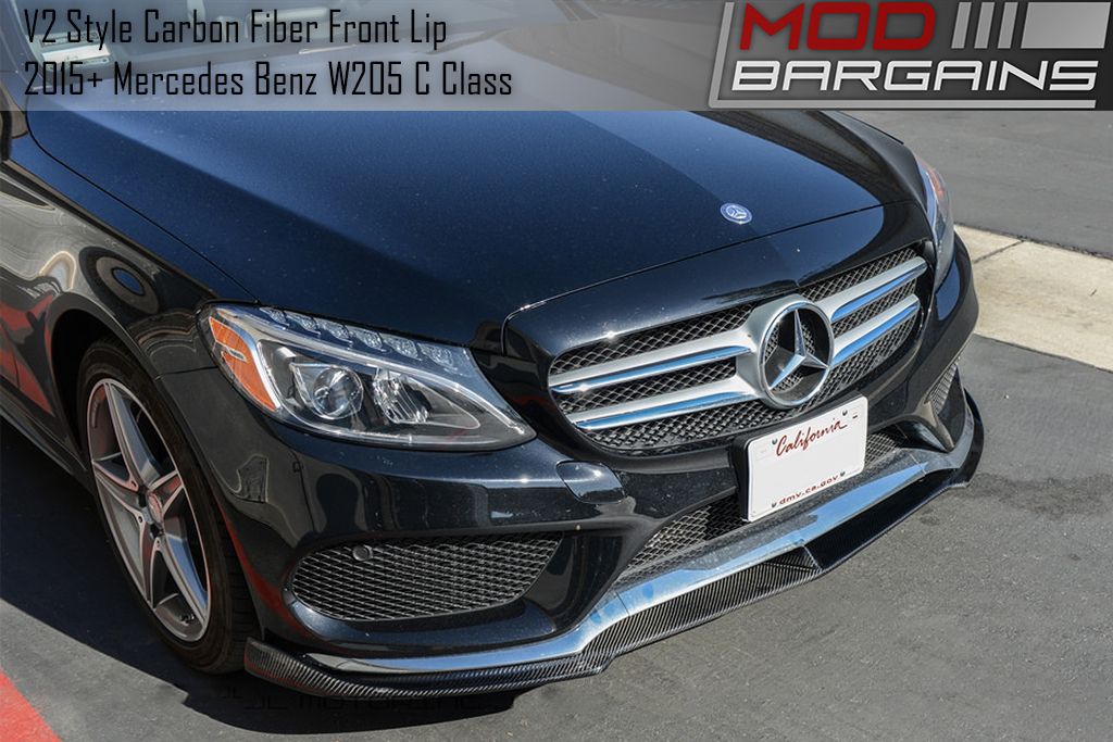 Mercedes-Benz W205 C-Class (AMG Package) V1 Style Carbon Fiber Front Lip