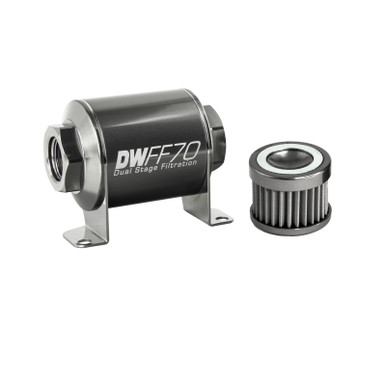 DeatschWerks SS 8AN 100 Micron Inline Fuel Filter Kit | Universal (8-03-070-100K)