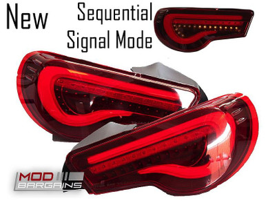 NEW Sequential Valenti LED Tail Lights Red Lens White Bar
