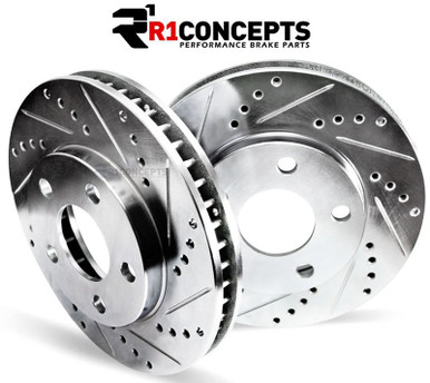 R1 Concepts E-Line Drilled/Slotted Front Brake Rotors For 2002-08 BMW  7-Series [E65 E66]