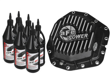 aFe Power Rear Diff Cover Black w/Machined Fins 17-19 Ford 6.7L (td ...