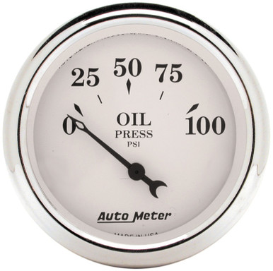 Auto Meter 1727 Old Tyme Black Oil Pressure Gauge - Vintage Style 2.3125 Inch Dial