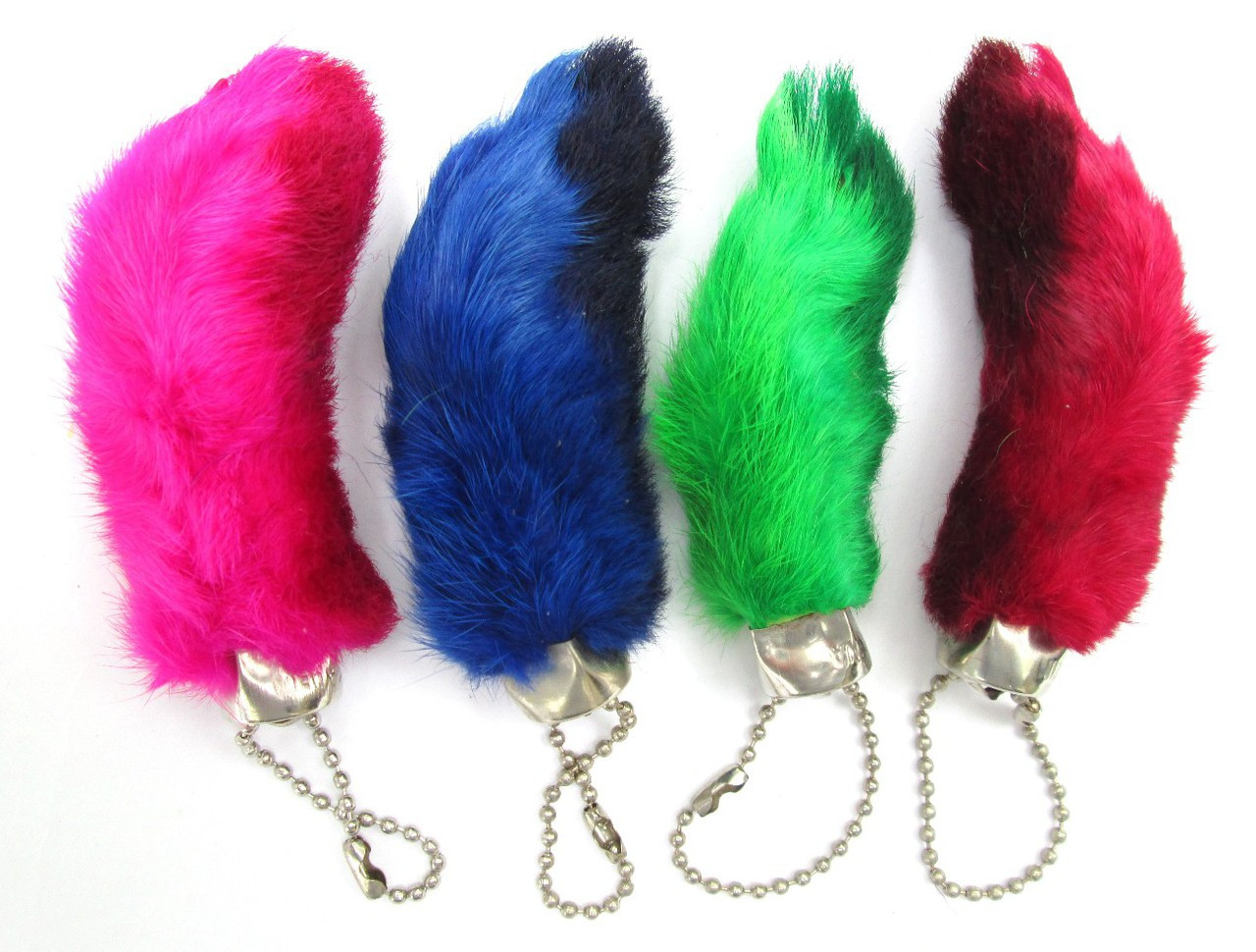 RABBIT RABBITS FOOT KEYCHAIN ASSORTED BRIGHT COLORS 4 Pieces ...