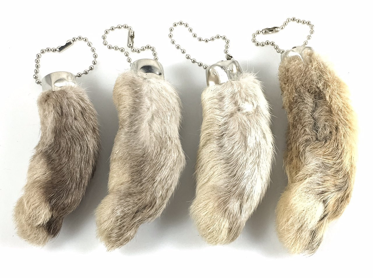 RABBIT RABBITS FOOT KEYCHAIN WHITE/NATURAL 4 Pieces - Dangerous