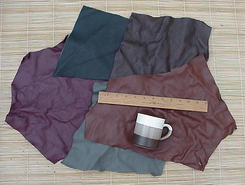 SCRAP UPHOLSTERY LEATHER Craft Mixed Medium Pcs 12 SF