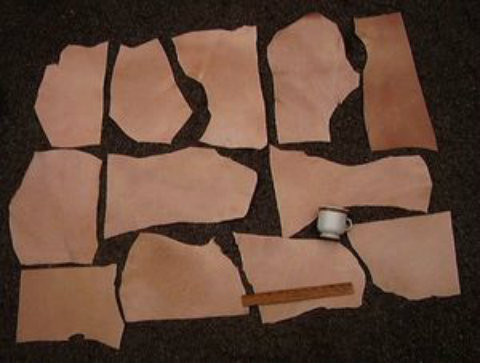 LEATHER SIDE VEG VEGETABLE TAN SPLIT PIECES MIXED SIZES 10 LBS 45-50 Square Feet