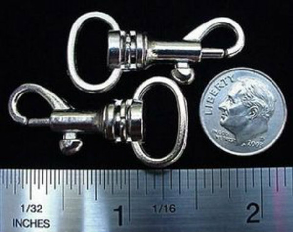 BABY 1/2" SWIVEL SNAP BOLT HOOKS NICKEL FINISH 16 pieces