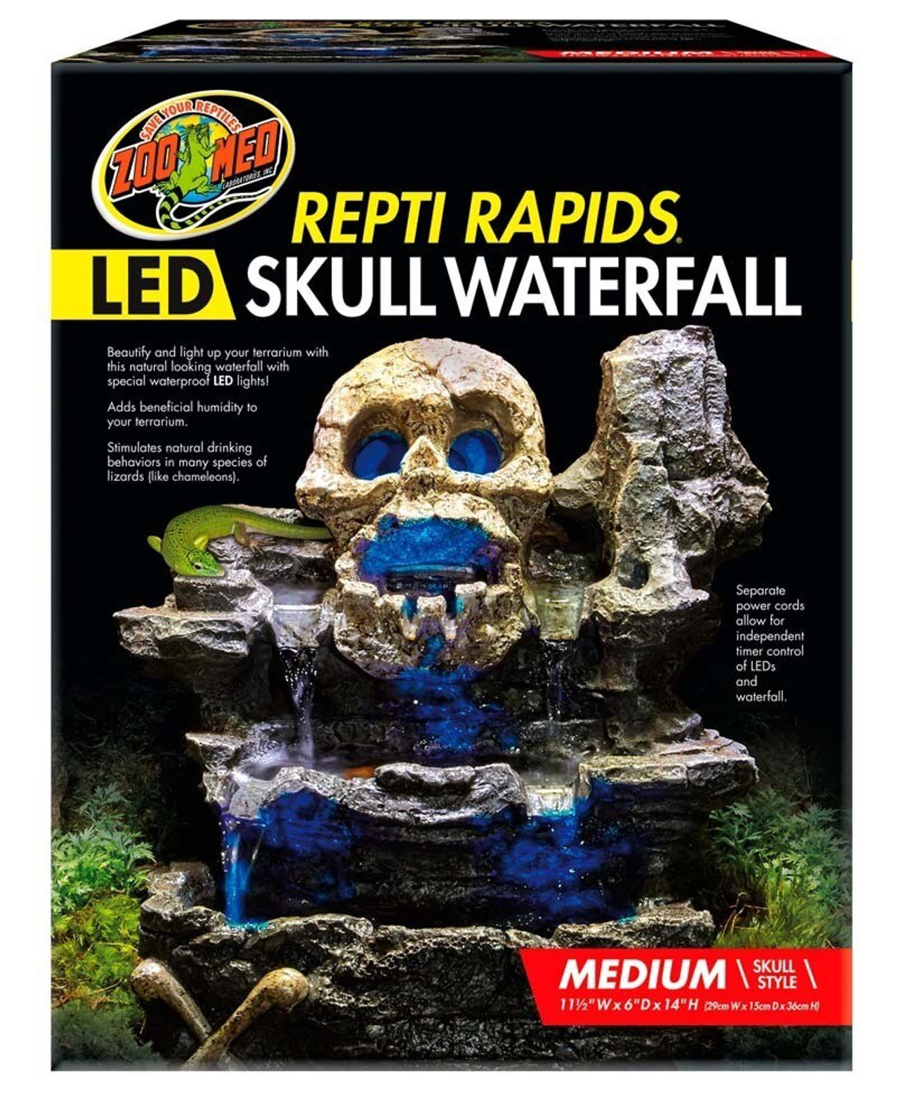 LED Skull Waterfall Medium - The Tye-Dyed Iguana - Reptiles and 