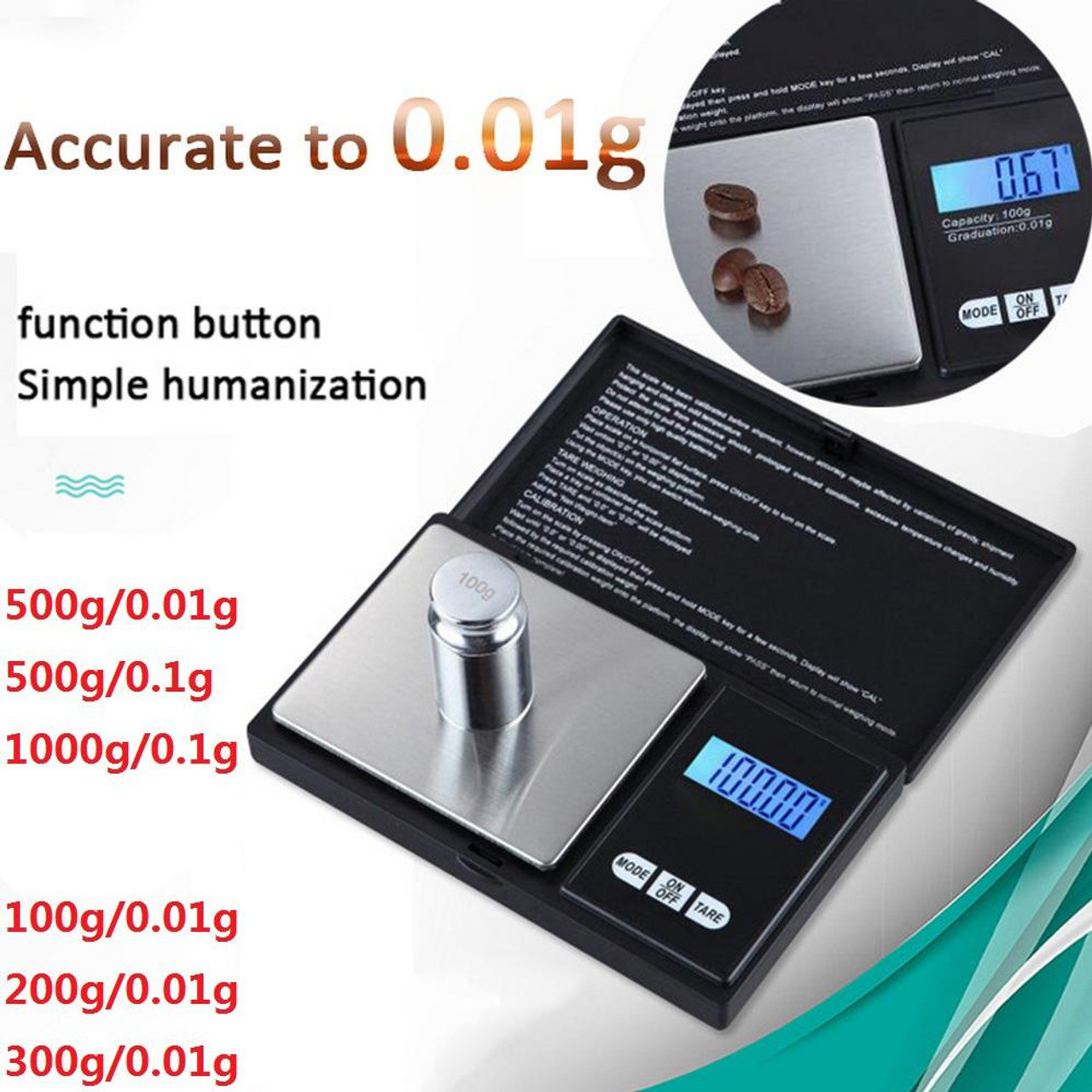 Weigh Gram Scale 600g x 0.1g,pocket Scale, Digital Jewelry Scale, Food Scale, Kitchen Scale, Digital Pocket Scale