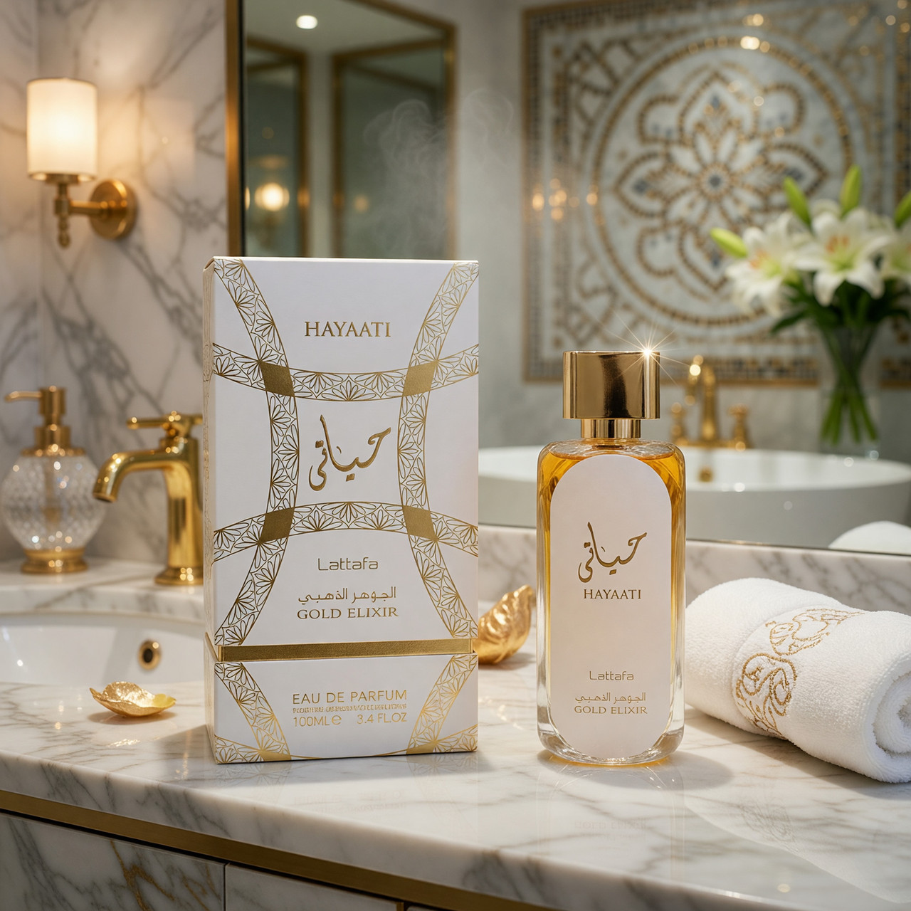 Hayaati Gold Elixir by Lattafa, 3.4 oz Eau De Parfum Spray for Unisex