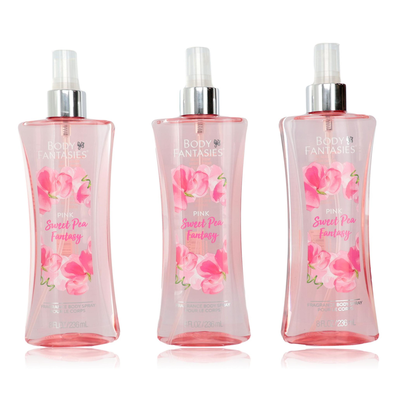 Pink Sweet Pea Fantasy by Body Fantasies, 3 Pack 8oz Fragrance