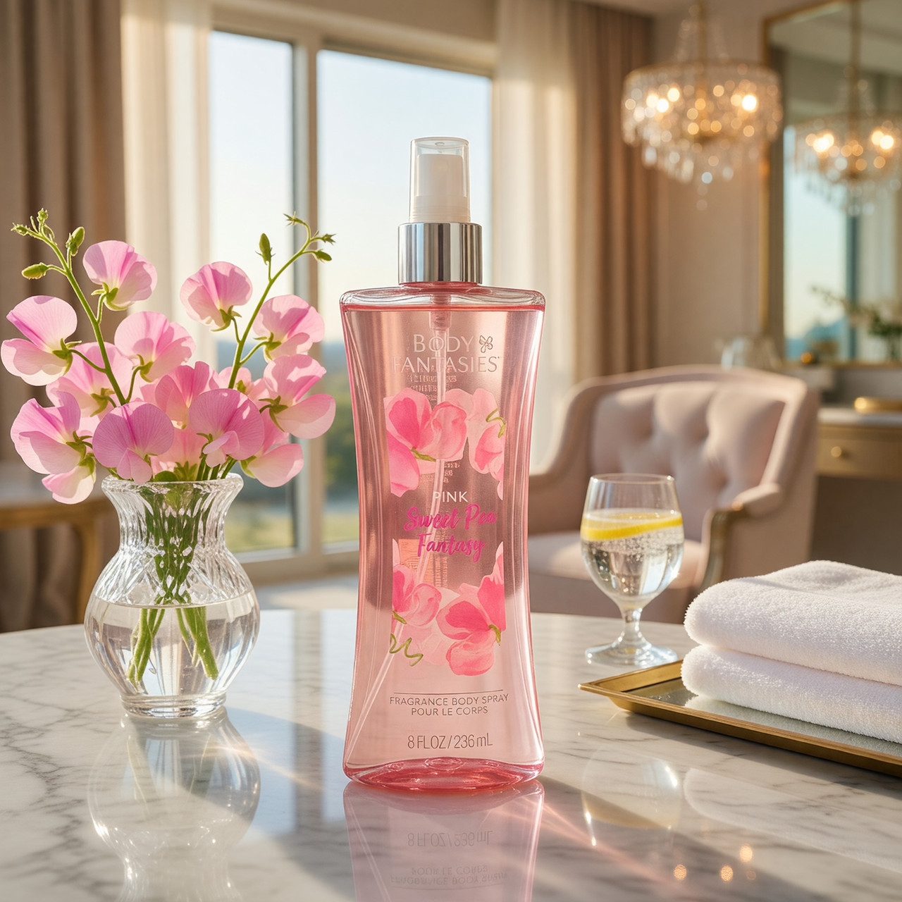Pink Sweet Pea Fantasy by Body Fantasies, 8oz Fragrance Body Spray