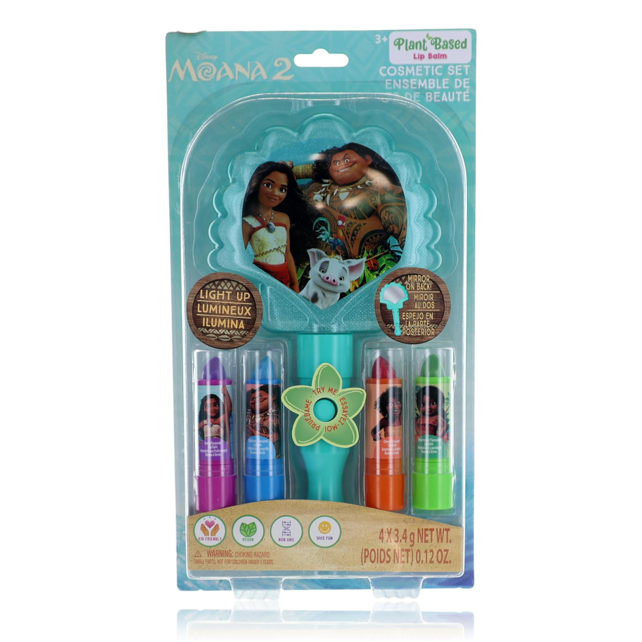 Moana Light Up Mirror & Lip Balms by Disney, 5 Piece Cosmetic Set