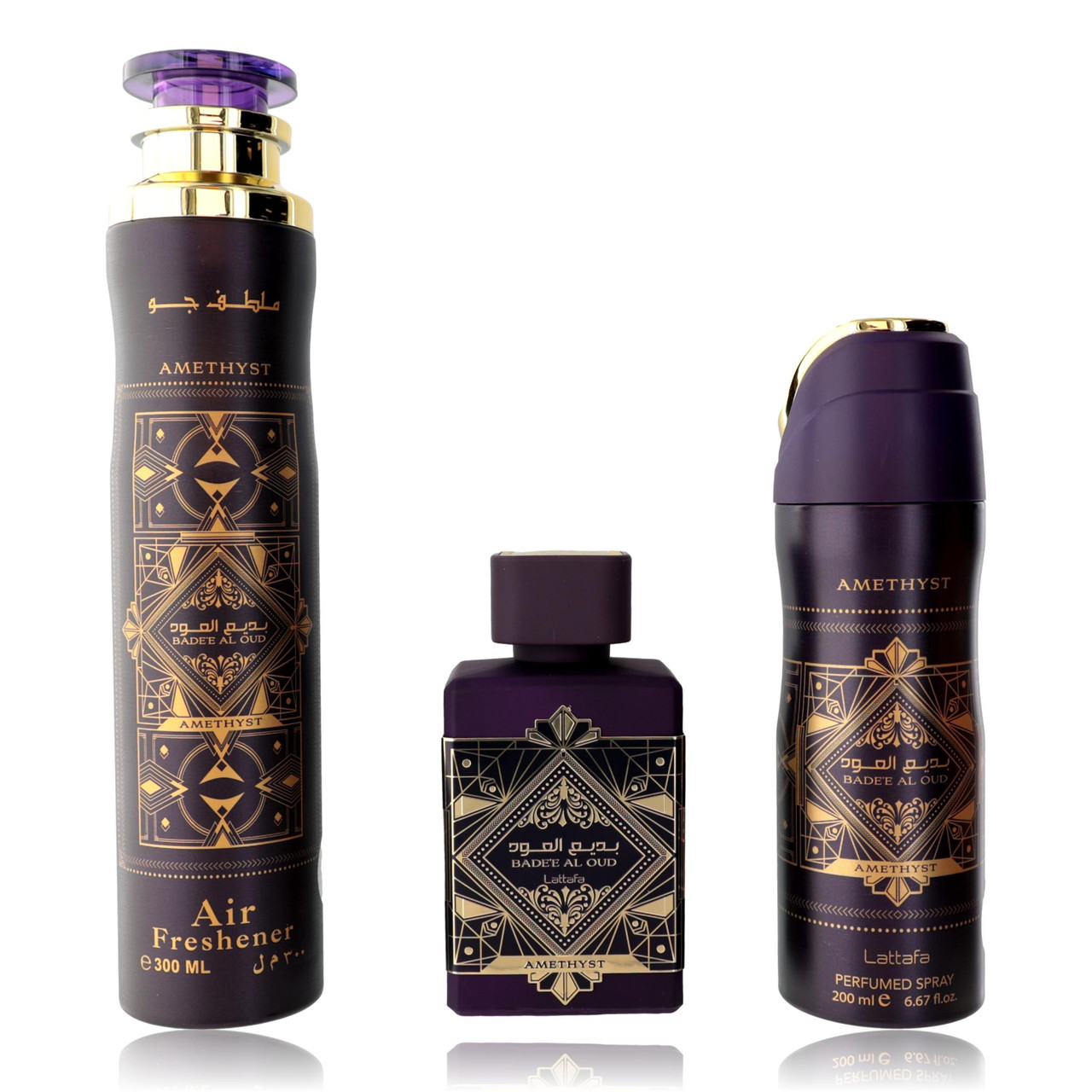 Lattafa 香水セット Bad'e Al Oud Amethyst by Lattafa, 3 Piece Gift Set for Unisex