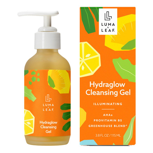 Luma & Leaf Hydraglow Cleansing Gel, 3.8oz Hyaluronic Acid + AHA Gel Cleanser