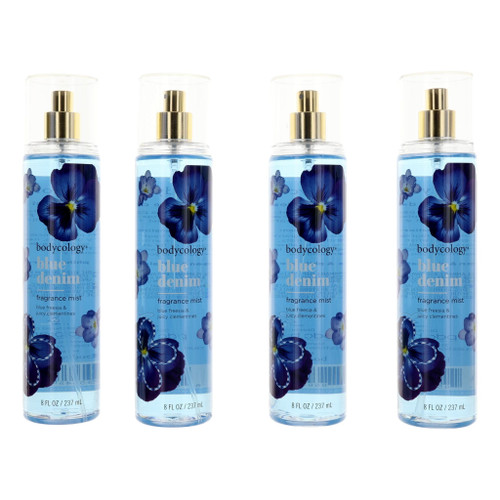 Blue Denim by Bodycology, 4 Pack 8 oz Fragrance Mist for Women