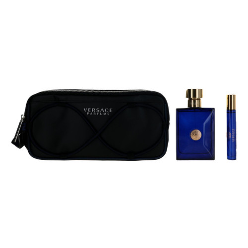 Versace Pour Homme Dylan Blue by Versace, 3 Piece Gift Set men with Pouch Versace Pour Homme Dylan Blue by Versace, 3 Piece Gift Set men with Pouch