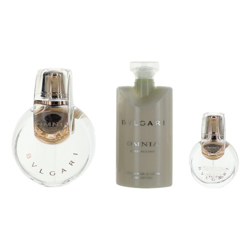 Omnia Crystalline by Bvlgari, 3 Piece Gift Set for Women with 3.4 oz Omnia Crystalline by Bvlgari, 3 Piece Gift Set for Women with 3.4 oz