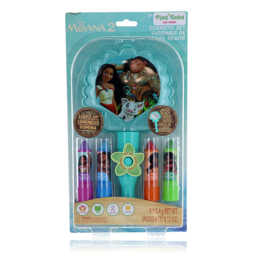 Moana Light Up Mirror & Lip Balms by Disney, 5 Piece Cosmetic Set