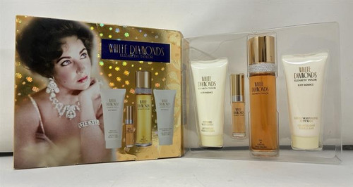 White Diamonds by Elizabeth Taylor 4 Piece Gift Set for Women with 3.4 oz Outlet