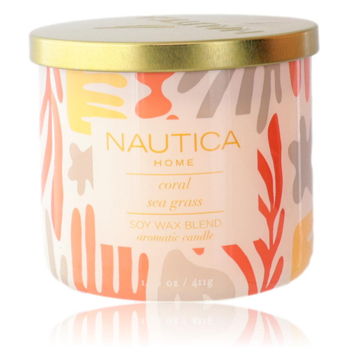 Nautica 14.5 oz Soy Wax Blend 3 Wick Candle - Coral Sea Grass