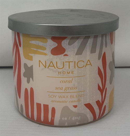 Nautica 14.5 oz Soy Wax Blend 3 Wick Candle - Coral Sea Grass Outlet