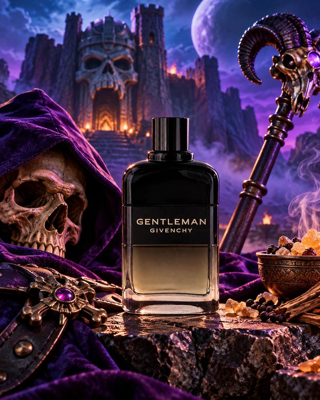 How to DIY a Skeletor Costume from Masters of The Universe, paired with Gentleman Boisée by Givenchy