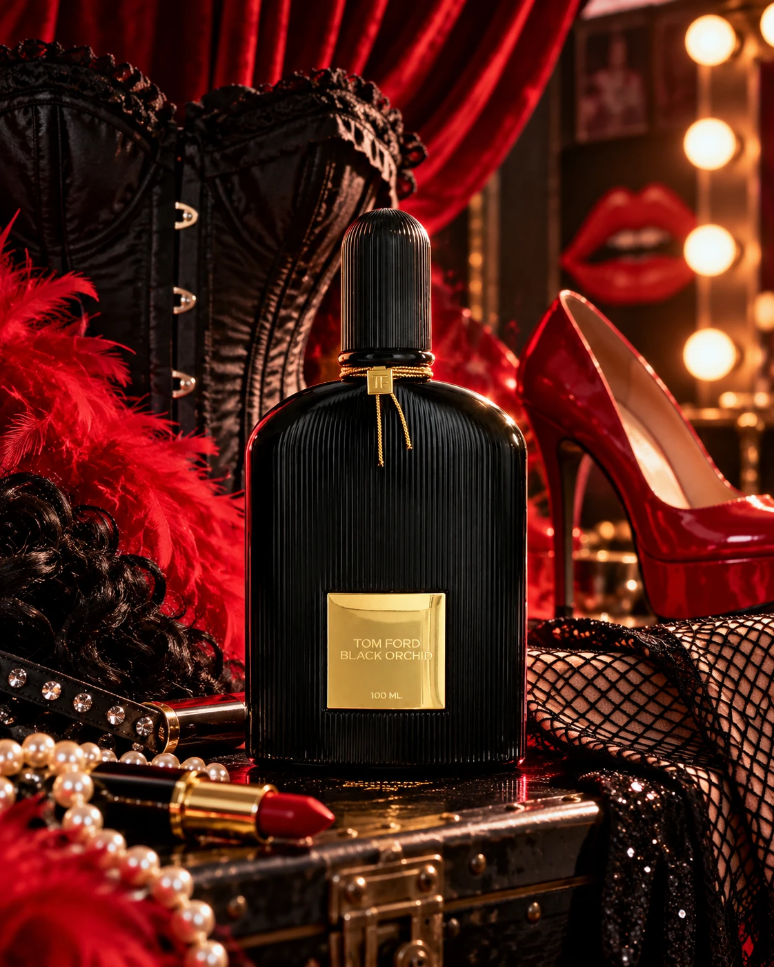 How to DIY a Dr. Frank-N-Furter Costume from The Rocky Horror Picture Show, paired with Black Orchid by Tom Ford