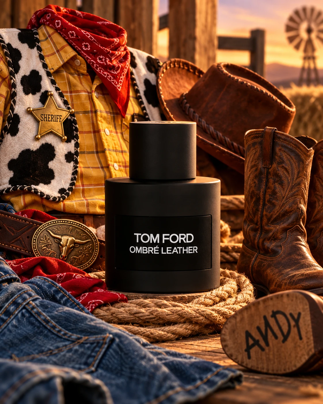 How to DIY a Woody Costume from Toy Story, paired with Ombre Leather by Tom Ford