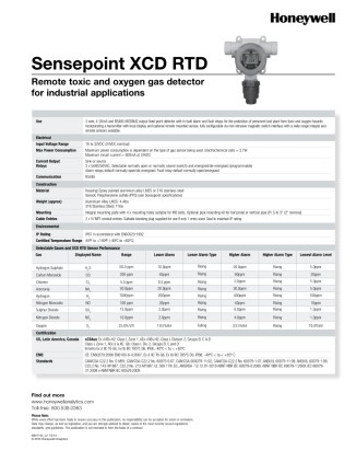 honeywell-sensepoint-xcd-rtd-remote-toxic-gas-detector-specification.jpeg。