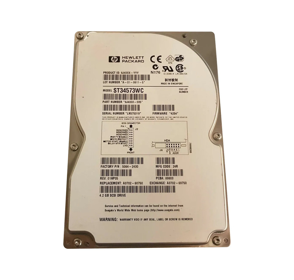 9J4003-035 - Seagate 4.55GB 7200RPM Wide Ultra SCSI 3.5" HDD