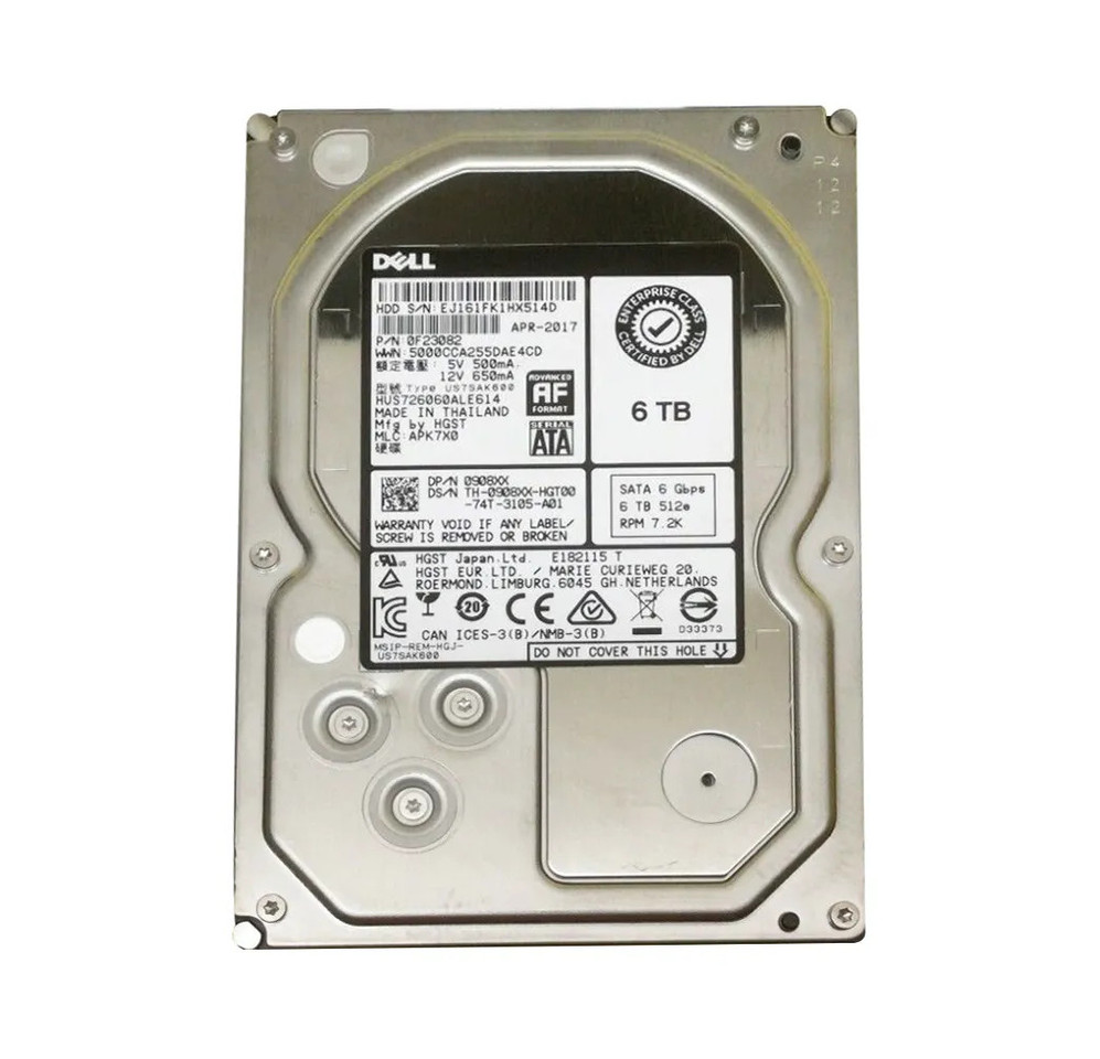 0908XX - Dell 6TB 7200RPM SATA 6Gb/s 3.5" Hot-Plug HDD