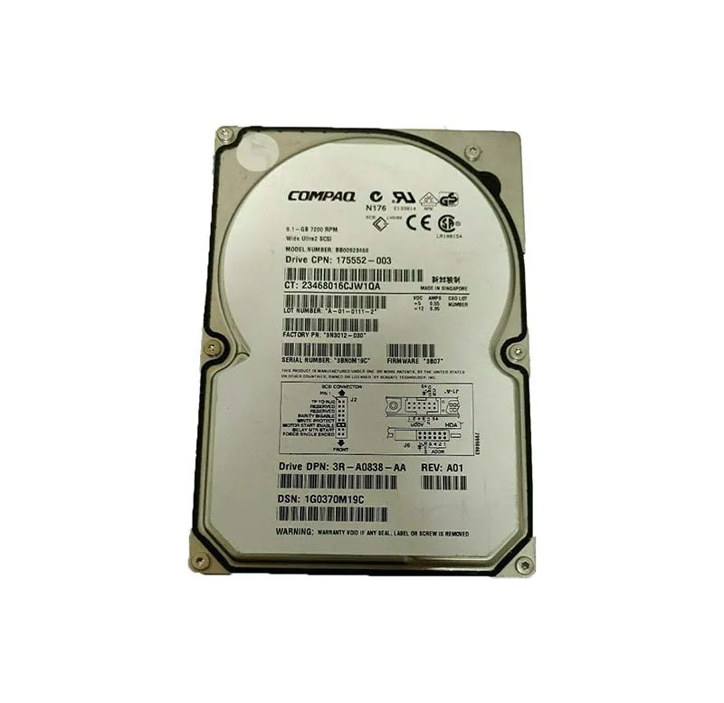 3R-A0838-AA - HP 9.1GB 7200RPM Ultra2 SCSI 68-Pin 3.5" HDD
